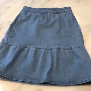 J Crew denim skirt with flounce